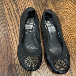 Tory Burch Black Loafers with Signature Medallion